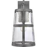 Dakota 18"H 1 Light Outdoor Wall Sconce in Distressed Zinc & Clear Hammered Glass