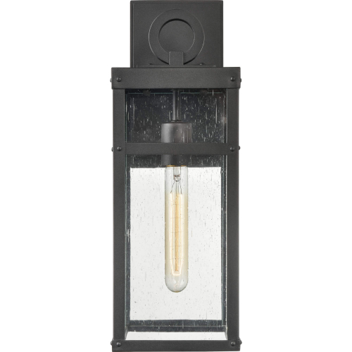 Dalton 17.5"H 1 Light Outdoor Wall Sconce in Textured Black & Seeded Glass