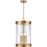 Mendoza 12.75"W 4 Light Pendant in Brushed Gold & Clear Glass