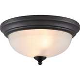 Basics 11"W 2 Light Flush Mount in Black & White Frosted Glass