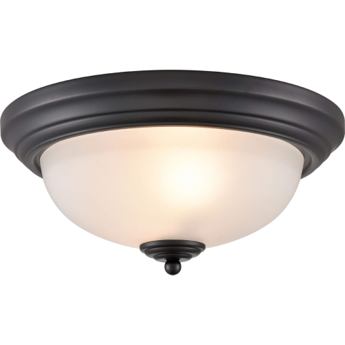 Basics 13"W 2 Light Flush Mount in Black & White Frosted Glass