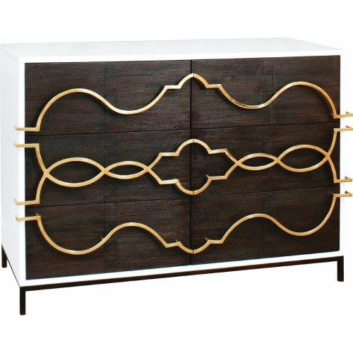 Stellenbosch Chest in White, Wood & Brass