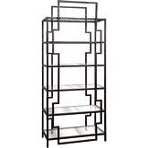 McGuire Bookcase in Antique Black Metal & Glass