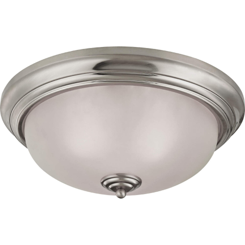 Huntington 15"W 3 Light Flush Mount in Brushed Nickel & White Glass