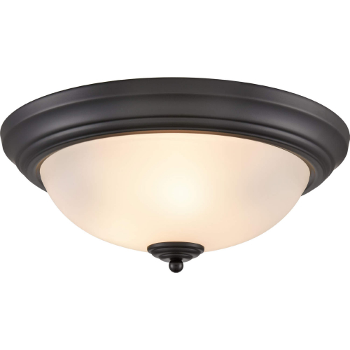 Basics 15"W 3 Light Flush Mount in Black & White Frosted Glass