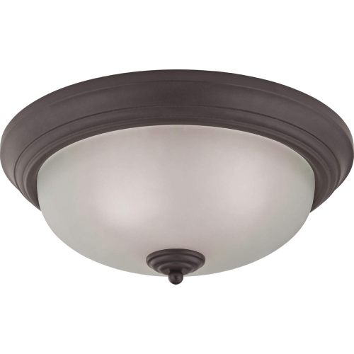 Huntington 15"W 3 Light Flush Mount in Oil Rubbed Bronze & White Glass