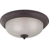 Huntington 15"W 3 Light Flush Mount in Oil Rubbed Bronze & White Glass