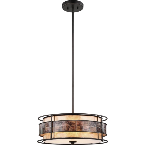 Tremont 3 Light Chandelier in Tiffany Bronze w/ Tan & Brown Mica