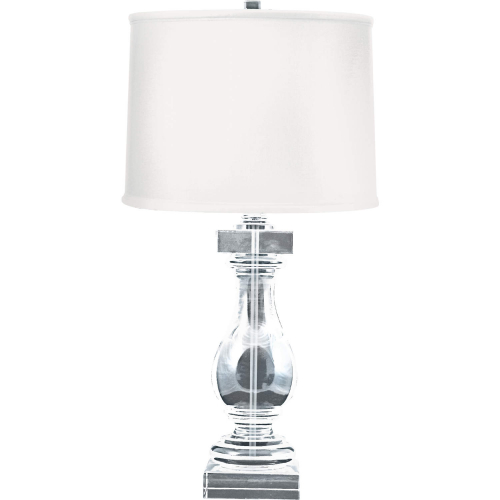 Crystal 28"H 1 Light Table Lamp in Clear Crystal & White Fabric