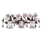 Cristallo Fiore 3 Light Bath Vanity Fixture in Deep Rust & Hand Blown Florets