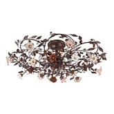 Cristallo Fiore 6 Light Semi Flush Mount Light in Deep Rust with Hand Blown Florets