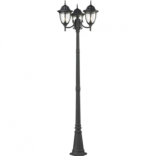 Outdoor Essentials 91"H 3 Light Outdoor Post Light in Charcoal & Seeded Glass