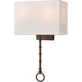 Shannon 17"H 2 Light Wall Sconce in Oil Rubbed Bronze & White Fabric