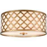 Arabesque 15"W 2 Light Flush Mount in Bronzed Gold & Frosted Glass