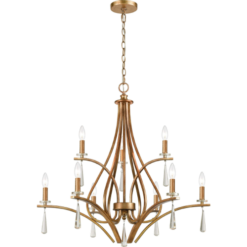 Katania 30"W 9 Light Chandelier in Bronzed Gold