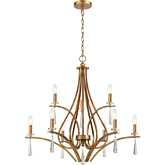 Katania 30"W 9 Light Chandelier in Bronzed Gold