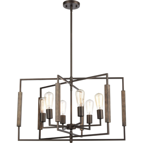 Zinger 28"W 6 Light Chandelier in Oil Rubbed Bronze