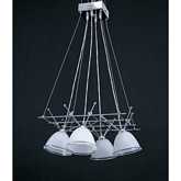 4 Light Suspended Chandelier in Polished Chrome & Frosted Glass