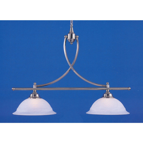 2 Light Bar Chandelier in Metal & Glass