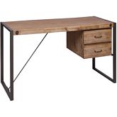 Armour Square Desk in Grey Bronze Metal & Saw Cut Wood