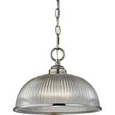 Liberty Park 1 Light Ceiling Pendant Light in Brushed Nickel & Prismatic Glass