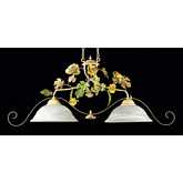 2 Light Semi Flush Floral Pendant Ceiling Light in Multicolor Metal & Glass