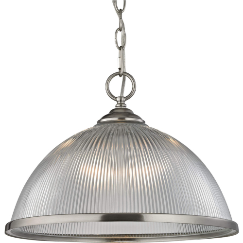 Liberty Park 1 Light Pendant in Brushed Nickel with Prismatic Clear Glass