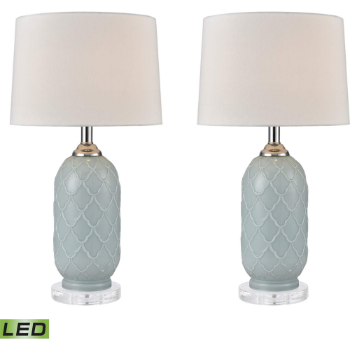 La Joliette 24"H 2 Light Table Lamp in Pale Blue Glass (Includes LED Bulb) (Set of 2)