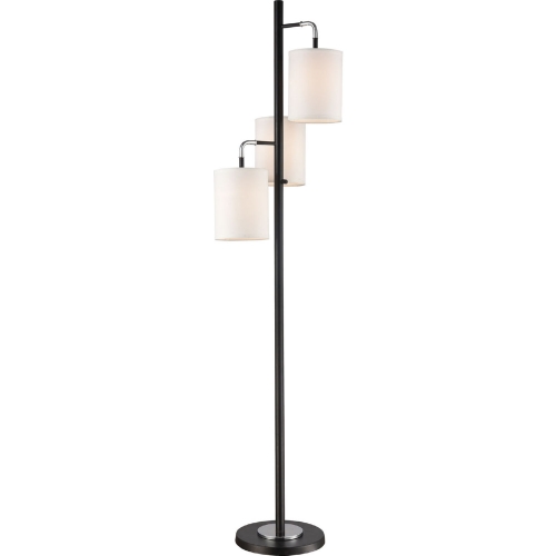 Uprising 3 Light Floor Lamp in Black & Chrome