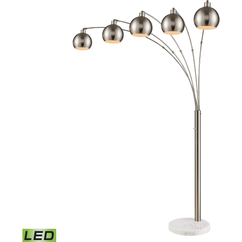 Peterborough 5 Light Floor Lamp in Polished Nickel & White Marble (Includes LED Bulb)