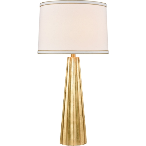 Hightower Table Lamp in Gold Leaf Finish & White Linen