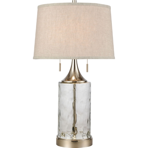 Tribeca 2 Light Table Lamp in Water Glass & Polished Nickel