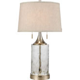 Tribeca 2 Light Table Lamp in Water Glass & Polished Nickel