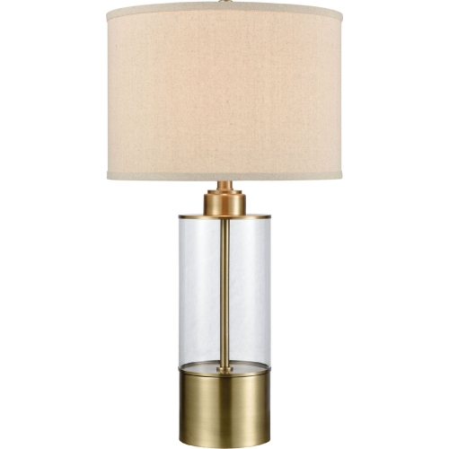 Fermont Table Lamp in Clear Glass & Antique Brass