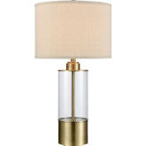 Fermont Table Lamp in Clear Glass & Antique Brass