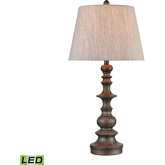 Rhinebeck 30"H 1 Light Table Lamp in Aged Wood (Includes LED Bulb)