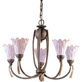 Villa D'Eleganza 5 Light Chandelier in Olde World Metal & Frost Floral Shade