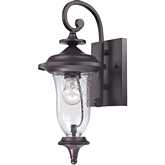 Trinity 16"H 1 Light Outdoor Wall Sconce in Oil Rubbed Bronze & Seeded Glass