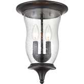 Trinity 9"W 2 Light Outdoor Flush Mount in Oil Rubbed Bronze & Seeded Glass