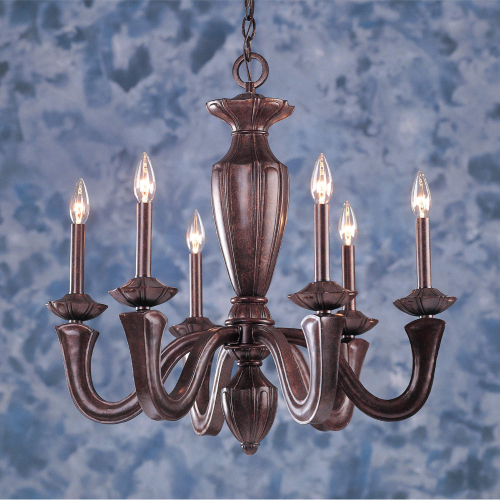 6 Light Chandelier in Metal & Glass