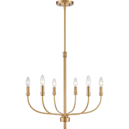 Newland 21"W 6 Light Chandelier in Satin Brass