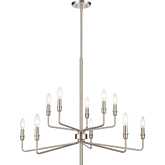 Saginaw 34"W 10 Light Chandelier in Satin Nickel