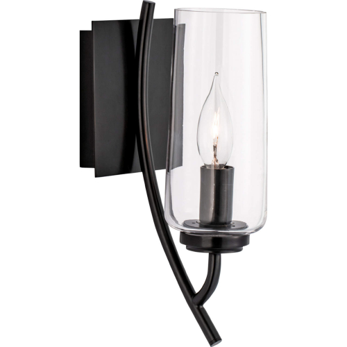 Tulip Wall Sconce in Acid Dipped Black Metal & Glass