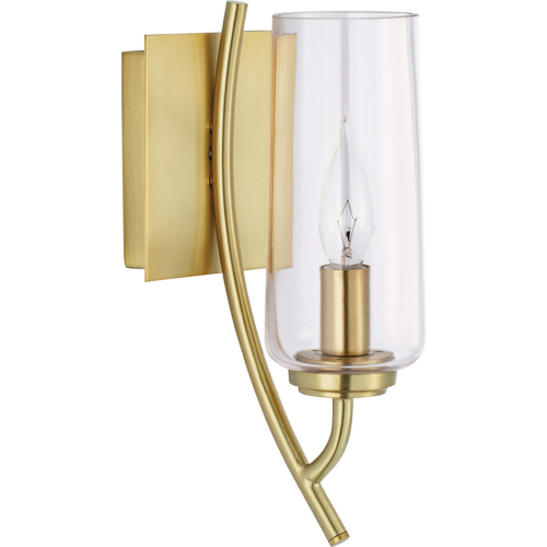 Tulip Wall Sconce in Satin Brass & Clear Glass