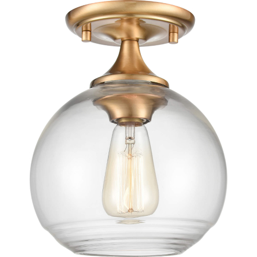 Angie 8" Wide 1 Light Semi Flush Mount in Satin Brass & Glass