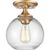 Angie 8" Wide 1 Light Semi Flush Mount in Satin Brass & Glass