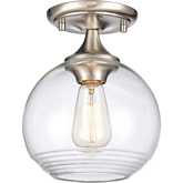 Angie 8" Wide 1 Light Semi Flush Mount in Satin Nickel & Glass