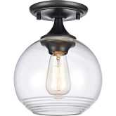 Angie 8" Wide 1 Light Semi Flush Mount in Matte Black & Glass