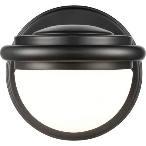 Nelly 5"W 1 Light Vanity Light in Black Metal & Opal White Glass