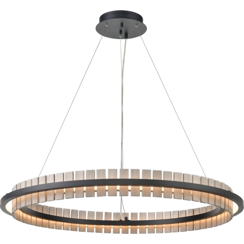 Hugo 36"W Integrated LED Ceiling Pendant Light in Black & Bleached Wood